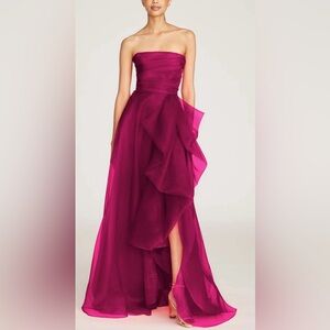 Theia Teresa Gown Sangria Strapless Tulle Size 6 NWT Retail 795.00